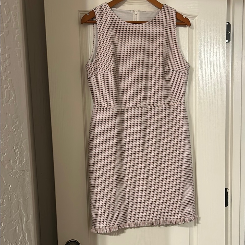 LOFT Ribbed Pink and White Sheath Dress